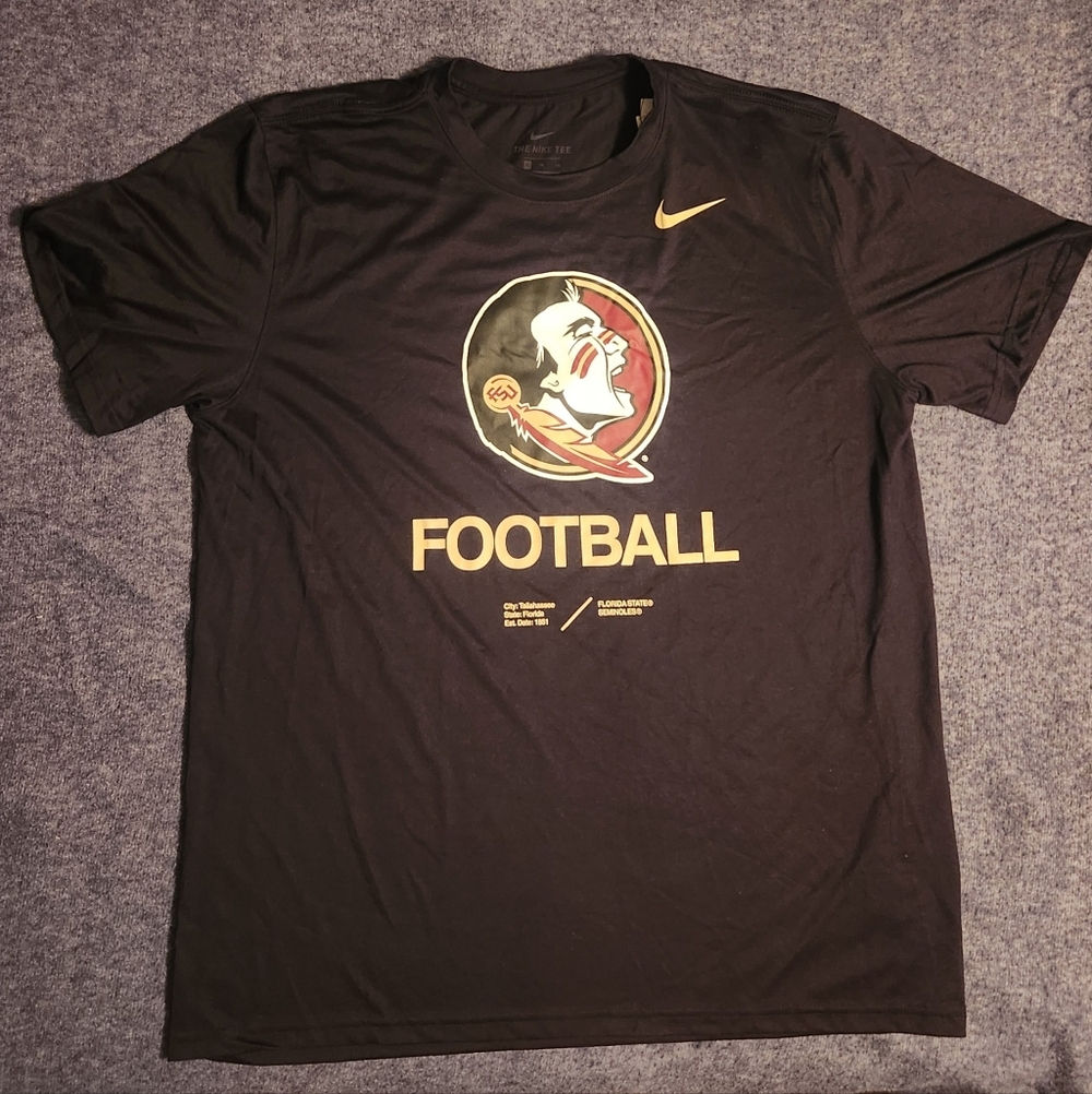 Nike Florida State Dri-Fit Black and Gold Football Graphic Tee